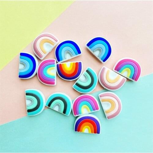1/3/10Pcs Silicone Rainbow Teether Clip DIY Baby Teething Teether Necklace Bead Kids Teeth Nursing Food Grade Infant Nursing