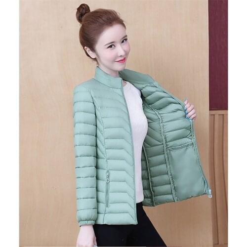 Womens Down Cotton Jacket Short New Style Winter Light Cotton Parka Coat Warm Lady Outerwear Oversize 6XL Solid Mother Jacket