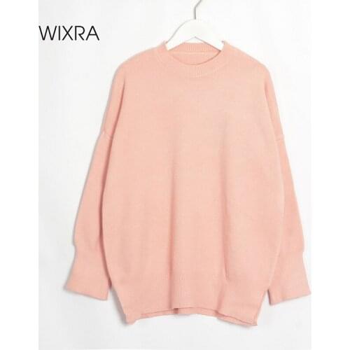 Wixra Loose Knitted Sweater Women Pullovers Knit Jumper Autumn Winter Korean Style Female Sweaters Knitwear Tops