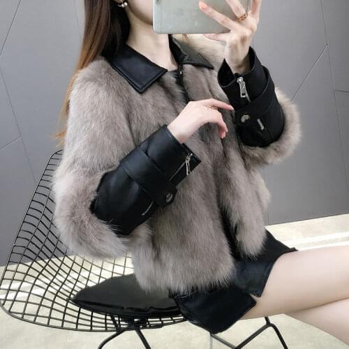 2021 Autumn Winter Women Elegant Faux Fox Fur Coat Lady Casual Warm Thick Faux Leather Coats Female Long Sleeve Outerwear L839