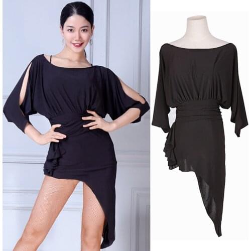 New Latin Dance Dress Sexy Black Crystal Hemp Practice Dancing Clothes Salsa Samba Tango Cha Cha Dancewear Women Dresses DN2486