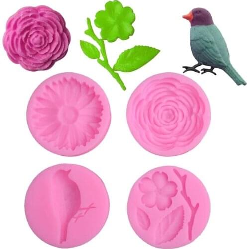 1pc Bird Flower Silicone Cake Mold Fondant Cake Decorating Tools Chocolate Gumpaste Mold Wedding Cake Decorations