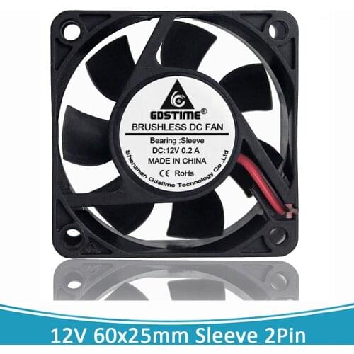 100pcs wholesale Gdstime 6cm 6025 Cooling Fan DC 12V 2Pin 60mm 60mm x 25mm Computer Brushless Exhaust Cooling Cooler Case Fan