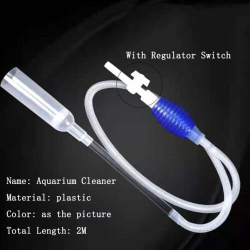 2M Aquarium Cleaner Vacuum With Regulator Switch Manual Electric Handheld Fish Tank Water Changer Air Pump Cleaning Siphon