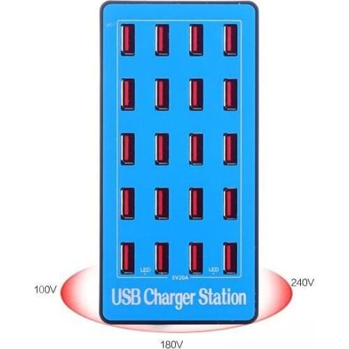 20-Port USB Smart Charger EU US UK AU 20A 100W Tablet Phone USB Charger for Mobile phone Ipad pad Tablets