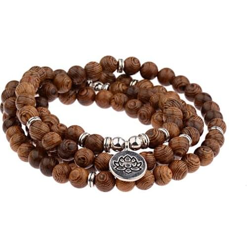 2019 OM Lotus Wood Beads Charm Bracelet Men Tibetan Buddhist Buddha Meditation Bracelet Yoga For Women Jewelry Homme AB301