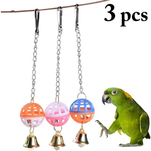 3PCS Bird Toy Creative Funny Bell Bird Chew Toy Cage Hanging Toy for Parrot