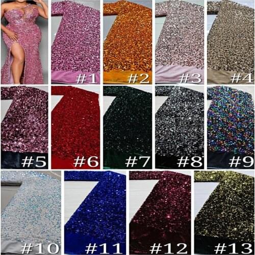 African sequins velvet Lace Fabric 2019 High Quality Lace French Net Embroidery Tulle Lace Fabrics For Nigerian Party Dress