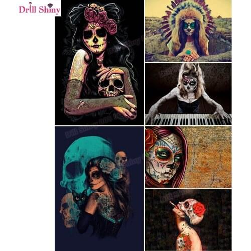 5D DIY Diamond Painting Sugar Skulls Sugar Girl Full circular Cross Stitch Diamond Embroidery Of Rhinestone Home Decoration gift