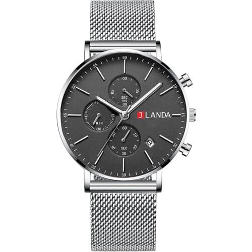 JLANDA Mens Watches Sport Fashion Movement Design Versatile Business Casual Chronograph Waterproof Quartz Stainless Wrist J6561