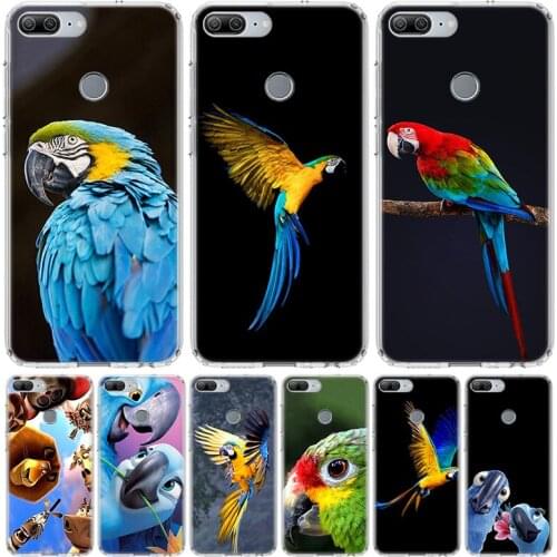 Funny Parrot Blue Color Phone Case for Huawei Honor 10 9 Lite Y9 Y5 Y6 Y7 2019 8X 8A 8S 7A 7X 10i 20i Pro V30 Art Coque Capa
