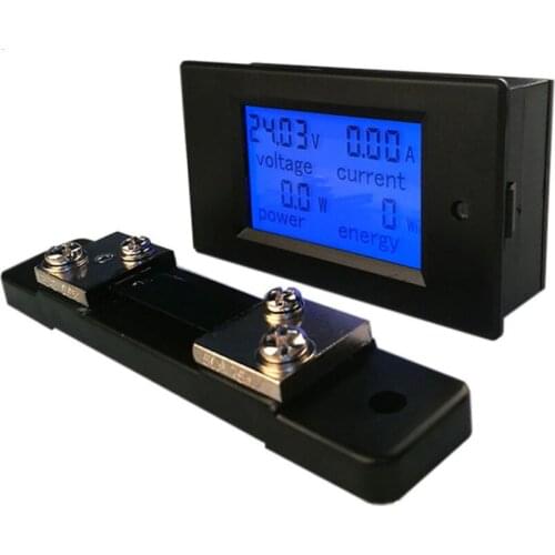 PZEM-051 DC Digital Ammeter Voltmeter 6.5-100V 4 IN1 LCD Motorcycle Voltage Current Power Energy Monitor With 50A Shunt