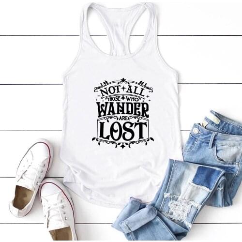 Women Sleeveless Harajuku Ropa De Mujer Not All Those Who Are Wander Lost Printed Tank Top Vest Loose Tops Women Sexy Plus Size