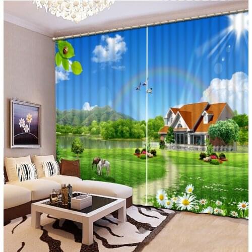 Photo Customize size sunshine nature scenery Bedroom Living Room Kitchen Home Textile Luxury 3D Window Curtains