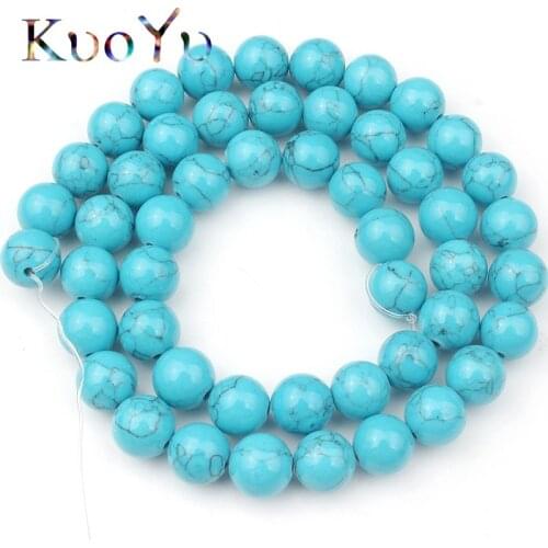 Blue Turquoises Stone Beads Round Loose Spacer Beads For Jewelry Making DIY Handmade Bracelet Necklace 15"Strand 4/6/8/10/12mm