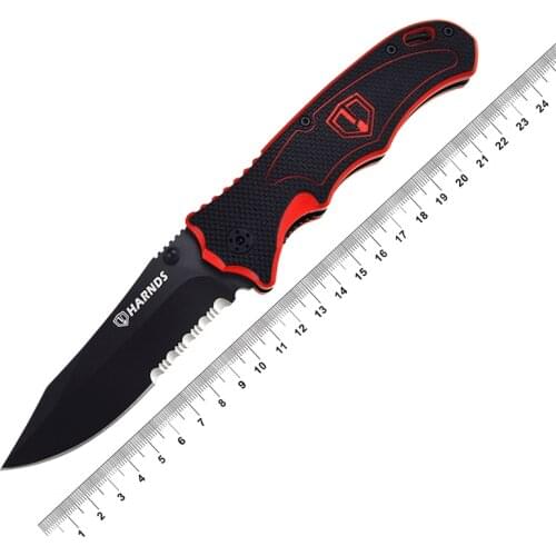 HARNDS Blazer CK7006 Folding Tactical Knife Outdoor Hunting Camping 9Cr18MoV Steel Blade G10 Handle with Sheath