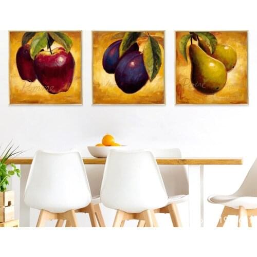 Cotton no frame pastoral still life fruit apple pear canvas printings oil painting printed on cotton wall art decoration picture