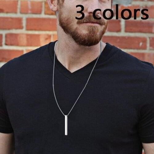 Personality Men Women Titanium Steel Pendant Rectangular Pendant Necklace Stainless Steel Jewelry Long Chain Party Gifts