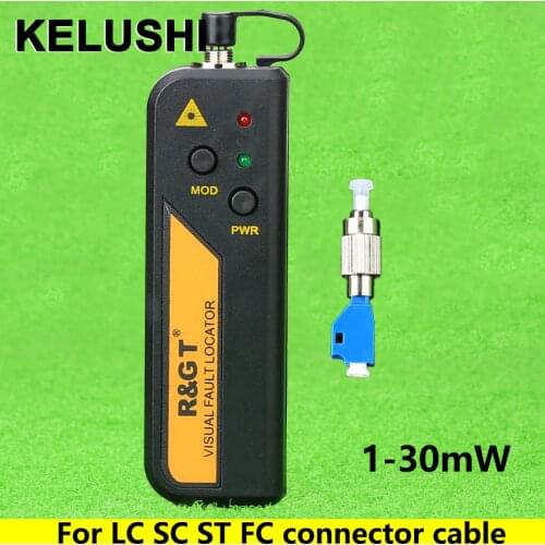 KELUSHI 1-30mW Red Light Source Mini Visual Fault Locator Fiber Optic Cable Tester LC/FC/SC/ST Adapter Fiber Optical Cable CATV