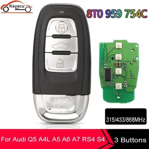 KEYECU KYDZ 3 Button Smart Remote Key 315MHz / 433MHz / 868MHz 8T0 959 754C for Audi Q5 A4L A5 A6 A7 A8 RS4 RS5 S4 S5 2009-2012