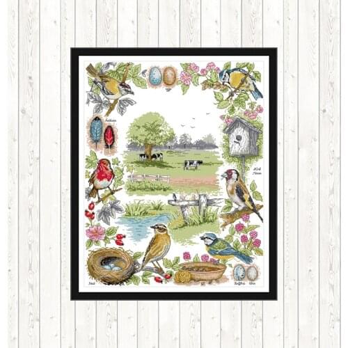 The Ecology of Birds DIY Animal Embroidery Needlework Set Cross Stitch Kits Counted Dmc 14ct 11CT Cross Stitch Wall Home Decor
