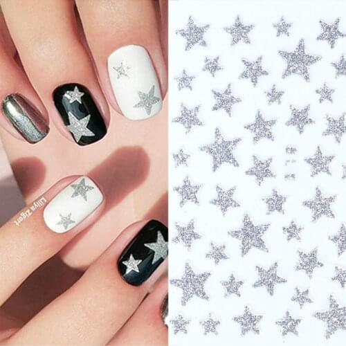 Nail Stickers 3D Nail Slider Stars Decals Glitter Shiny Decoration DIY Transfer Adhesive Colorful Nail Art Tool Manicures