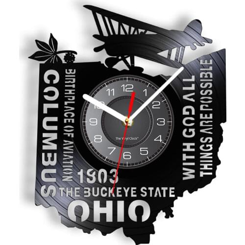 With God All Things Are Possible The Buckeye State Ohio Wall Clock Birthplace Of Aviation Columbus Vinyl Record Wall Clock Watch