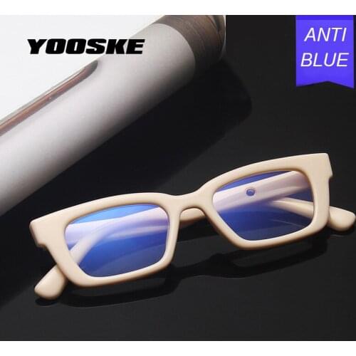 YOOSKE Anti Blue Light Blocking Glasses Frame Women 2021 Fashion Square Rectangle Eyelasses Men Simple Retro Eyewear Frame