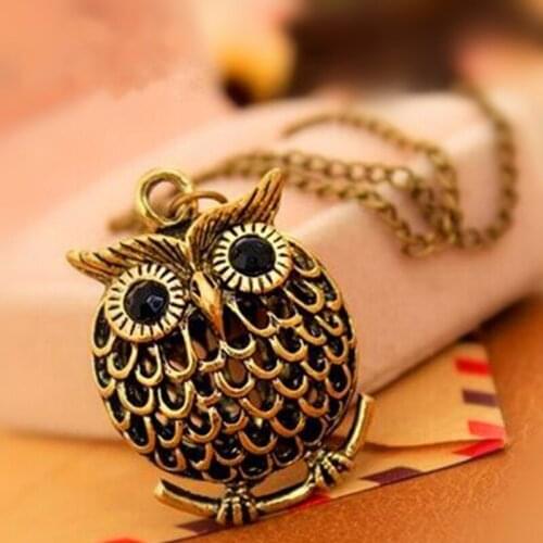 New Fashion Delicate Cute Owl Small Pendant Necklace Womens Trendy Long Chain Sweater Decoration Accessories