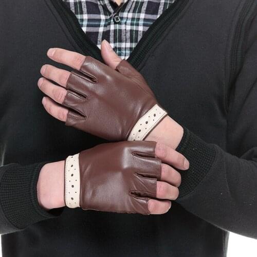 KURSHEUEL Men Gloves Lampskin Fingerless Leather Gloves Women Driving Gloves Style Sheepskin Gloves CYW258