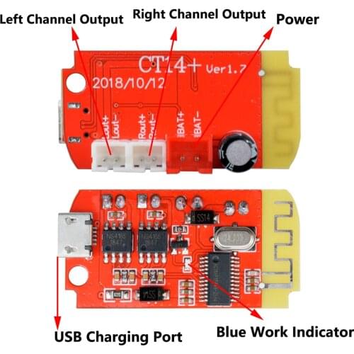 CT14 2*5W Dual Digital Audio Power Amplifier Board Bluetooth Micro 4.2 Stereo Speaker Modification Sound Module Micro USB