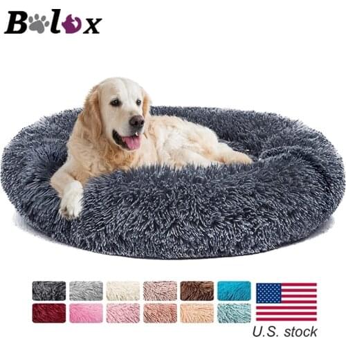Donut Dog Bed Warm Soft Long Plush Pet Cushion For Samll Large Dog House Cat Calming Bed Washable Pet Sofa Mat Cat sleeping bag