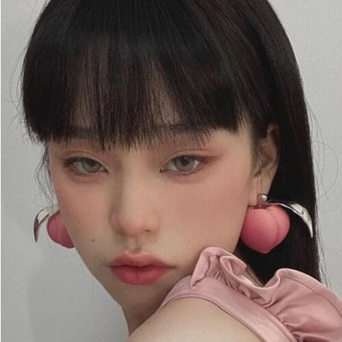 Y2K Pink Peach Shaped Studs Earrings For Women Resin Sweet Vintage Fruit Charms Earrings Jewelry 90s Style Friendship Gifts New