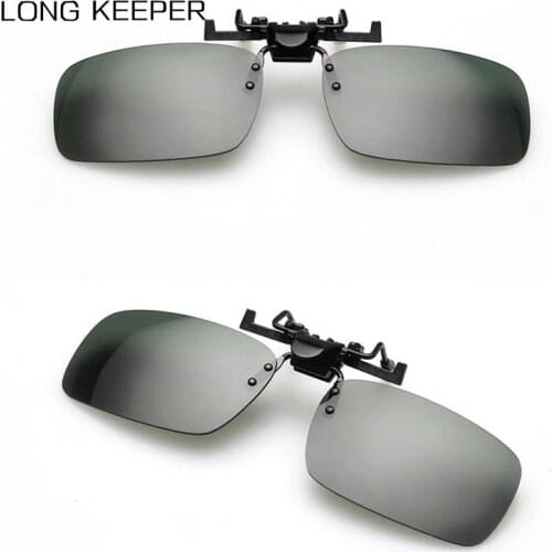 New Clip On Sunglasses Women Men Yellow Lens Anti-Glare Driving Sun Glasses Flip Up Glasses UV Protection Eyewear gafas de sol