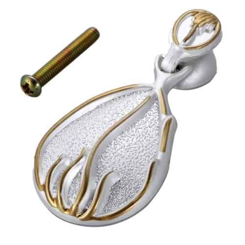 Drop Knob Vintage Handle Retro Antique Gold+Silver Pull Single Hole Alloy Decorative hardware Cupboard Drawer Kitchen Bathroom