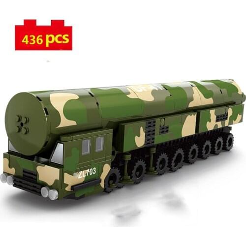 Military Series Chinese Army DF-4I Intercontinental Strategic Missile Armored Vehicle Model Building Blocks Bricks Toys Gifts