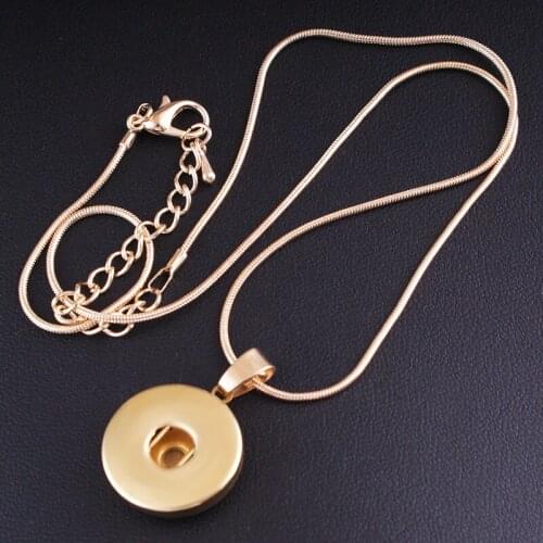 Single snap button jewelry 18mm gold pendant Necklace JS102