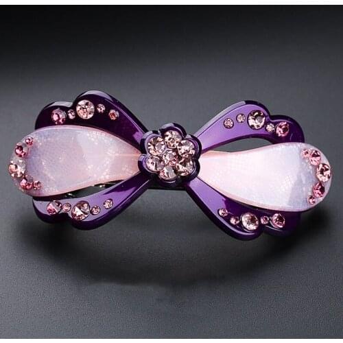 Ponytail Barrettes Women Purple Blue Rhinestone Hair Clips Elegant Lady Hair Accessories Mom Gifts Hairpin Headwear 2021 Spring