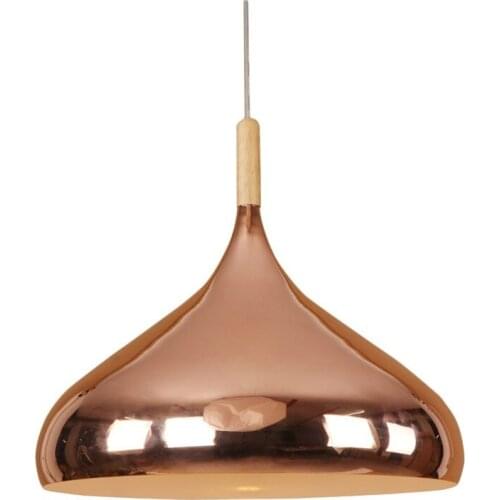 Loft Style Rose Gold Iron Droplight Modern LED Pendant Light Fixtures Simple Metal Wood Hanging Lamp Decorate Home Lighting