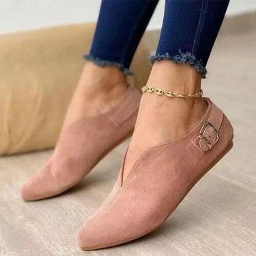 2021 Women Flats Shoes Pointed Toe Suede Female Loafers Spring Summer Fashion Solid Flat Casual Footwear Shoes Plus Size 35-43