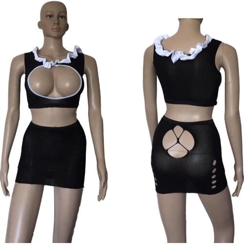 Female Porn Lingerie Cupless Secretary Uniform Crop Top and Mini Skirt Office Lady Cosplay Sexy Babydoll Underwear