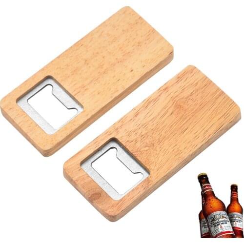 100Pcs/Lot Fashion Bottle Opener Simple Jar Bottle Wrench Creative Wood Multifunction Square-shaped Can Opener Kitchen Tool