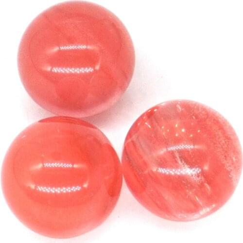 18mm Natural Cherry Quartz Crystal Reiki Sphere Healing Ball Home Decor 3Pc