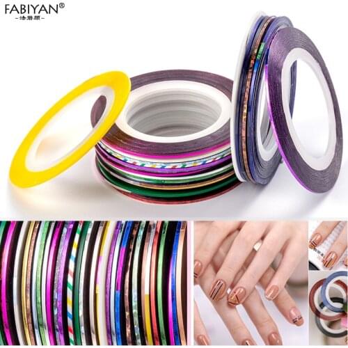 20PCS Multicolor Rolls Strip Striping Tape Line Wrap Sticker Tips Decoration DIY Nail Art Manicure Professional Kit Random Color