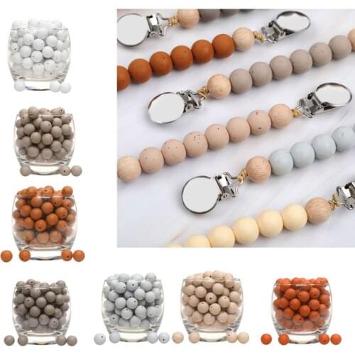 20pcs Silicone Beads Pearl Silicone Food Grade Teething Beads DIY Jewelry Baby Toy Pacifier Chain Loose Beads Teething Beads