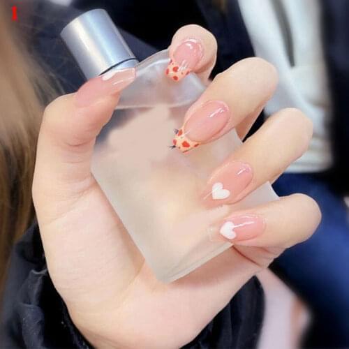 24pcs false nails with glue heart fake nails press on nails reusable false nails tips for extension Manicure nails accessories