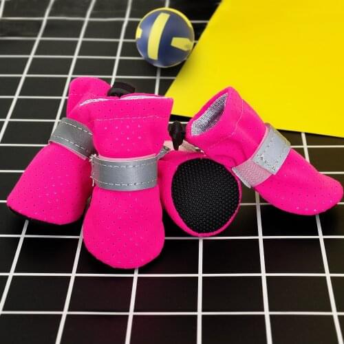 4pcs/set Pet Dog Shoes Anti-Slip Small Dog Shoes Cute Reflective Pet Shoes Spring Summer Autumn Breathable Pet Boots Chihuahua
