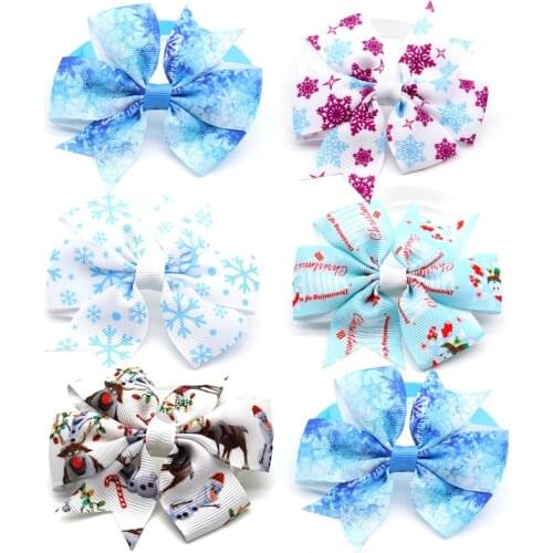 50 Pcs Pet Dog Product Winter Snowflake Puppy Cat Dog Bow Ties Adjustable Puppy Dog Bow Tie Dog Grooming Product Accessories