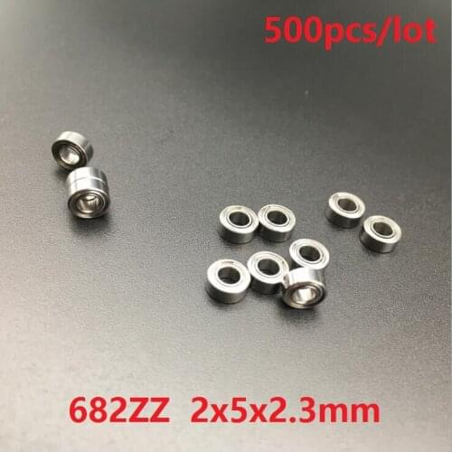 500pcs/lot 682ZZ 682 ZZ 2x5x2.3 mm deep groove ball bearings Miniature Mini bearing 2*5*2.3mm 682Z