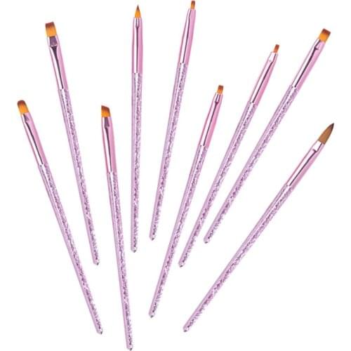 9pcs/Set Professional Ice Flower Nail Art Light Therapy Pen Flower Carving Pen For Acrylic UV Gel Painting Pen Brush Nail Tools